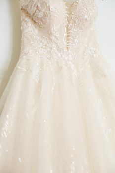 Beautiful wedding dress for the bride on the wedding day