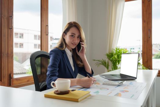 Business owner has online meeting with international partners.