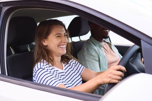 Fun times are on the way. a happy young couple going on a road trip