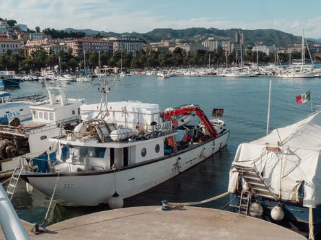 fishermen boats and harbour in La Spezia Italy