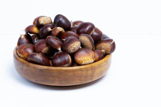 seasonal chestnuts harvested from the field on a white background