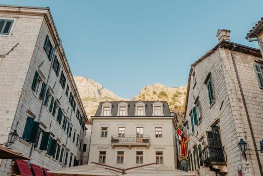 Ancient europian architecture. street in old town of Italy, Montenegro, Greece etc.