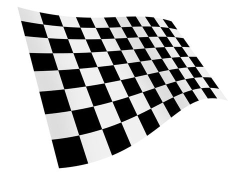 A Chequered waving flag graphic isolated on white with clipping path 3d illustration