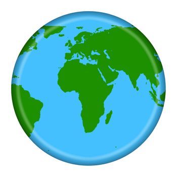 A World map button 3d illustration with clipping path