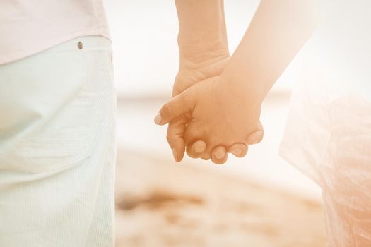 Romantic illustration. Couple hands close up. Love concept.