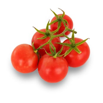 Close-up red ripe tomatoes on the white isolated background. Ingredients for vegetarian food. Top view.