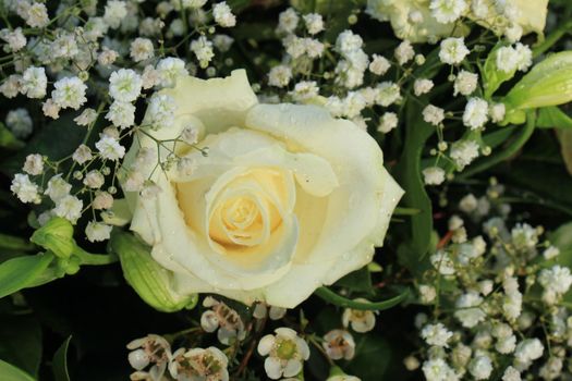 white rose and gypsophila bouquet for a wedding