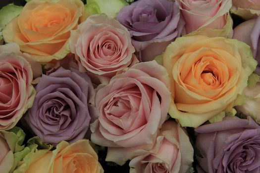 Bridal flower arrangement in various pastel colors