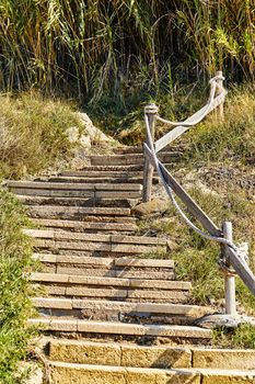 Staircase leading up. Breathtaking natural landscapes, Puglia, Italy. Tourism travel concept