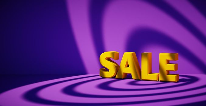 3d rendering of text sale. Banner for the sale and advertising of goods at a discount.