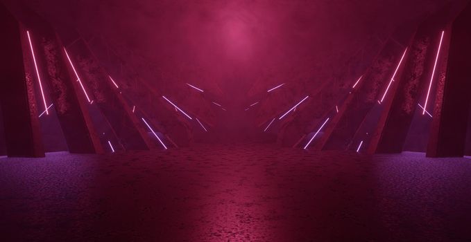 Abstract Unknown Empty Cinematic Volumetrics Dim Purple Floor Banner Background Wallpaper 3D Render