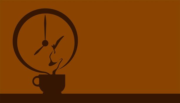 coffee time. silhouette one cup with beautiful smoke. take a break with your favorite drink.  vector illustration eps10