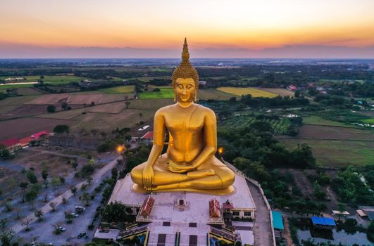 Big Buddha during sunset at Wat Muang in Ang Thong, Thailand, south east asia