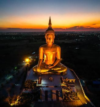 Big Buddha during sunset at Wat Muang in Ang Thong, Thailand, south east asia