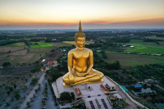 Big Buddha during sunset at Wat Muang in Ang Thong, Thailand, south east asia