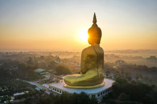 Big Buddha during sunset at Wat Muang in Ang Thong, Thailand, south east asia