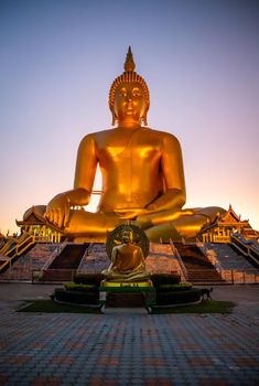 Big Buddha during sunset at Wat Muang in Ang Thong, Thailand, south east asia