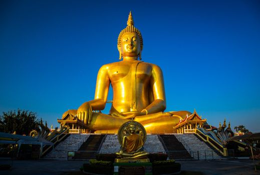 Big Buddha during sunset at Wat Muang in Ang Thong, Thailand, south east asia