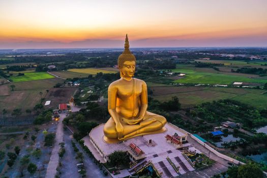 Big Buddha during sunset at Wat Muang in Ang Thong, Thailand, south east asia