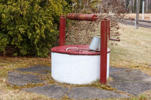 Old water well in a rural area.