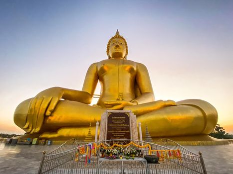 Big Buddha during sunset at Wat Muang in Ang Thong, Thailand, south east asia