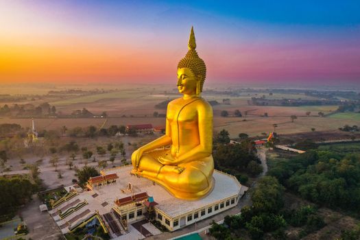 Big Buddha during sunset at Wat Muang in Ang Thong, Thailand, south east asia