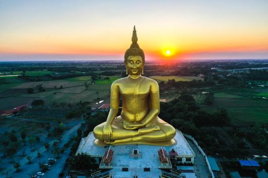 Big Buddha during sunset at Wat Muang in Ang Thong, Thailand, south east asia