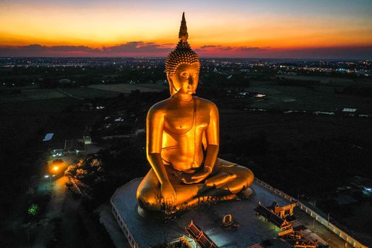 Big Buddha during sunset at Wat Muang in Ang Thong, Thailand, south east asia