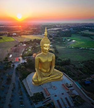 Big Buddha during sunset at Wat Muang in Ang Thong, Thailand, south east asia