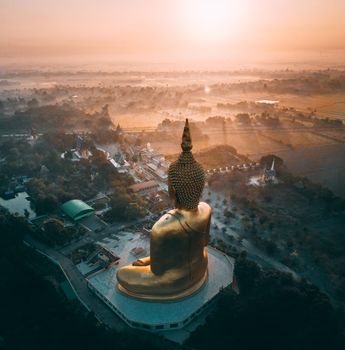 Big Buddha during sunset at Wat Muang in Ang Thong, Thailand, south east asia