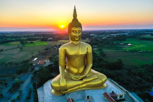 Big Buddha during sunset at Wat Muang in Ang Thong, Thailand, south east asia