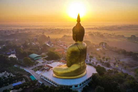 Big Buddha during sunset at Wat Muang in Ang Thong, Thailand, south east asia