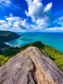 Aerial view of Bottle beach and viewpoint, in Koh Phangan, Thailand, south east asia