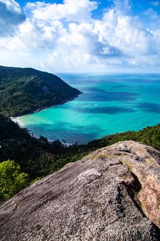 Aerial view of Bottle beach and viewpoint, in Koh Phangan, Thailand, south east asia