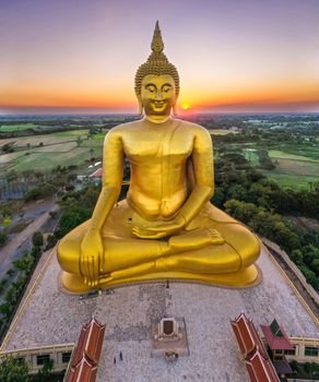 Big Buddha during sunset at Wat Muang in Ang Thong, Thailand, south east asia