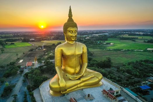 Big Buddha during sunset at Wat Muang in Ang Thong, Thailand, south east asia