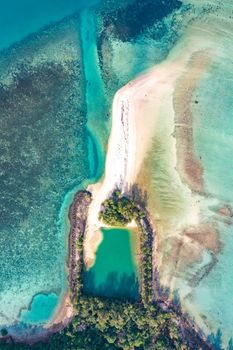 Aerial view of Thong Sala pier, boat and koh Tae Nai in koh Phangan, Thailand, south east asia