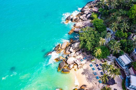 Aerial view of Thong Nai Pan Beach in Koh Phangan, Thailand, south east asia