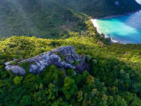 Aerial view of Bottle beach and viewpoint, in Koh Phangan, Thailand, south east asia