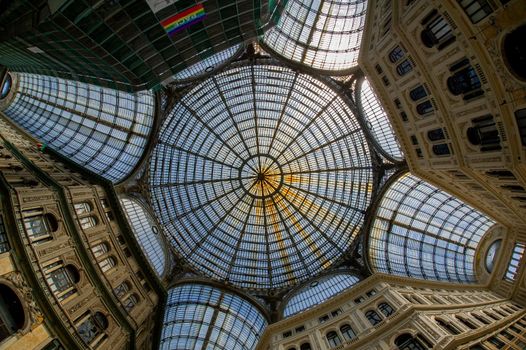 The Umberto Gallery in Naples with its glass ceiling attracts many tourists