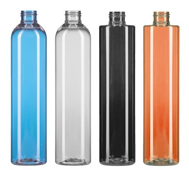 Set of color plastic cane bottles - isolated