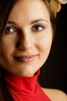 Portrait of young pretty woman with wreath