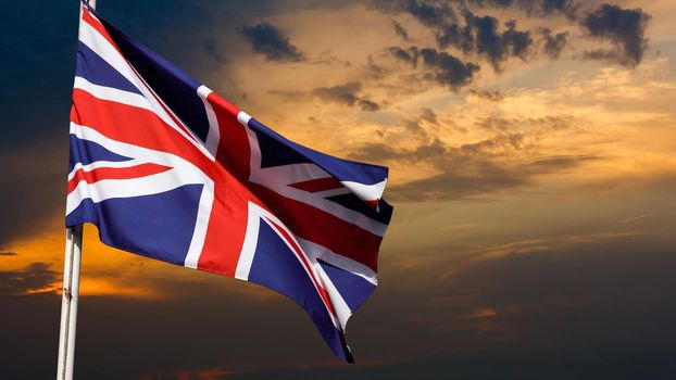 Flag of the United Kingdom on blue sky. illustration