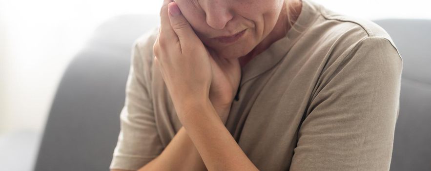 Toothache, Beautiful Woman with Tooth Infection. Young Woman Suffering From Toothache . Close up of pretty disappointed woman which having toothache