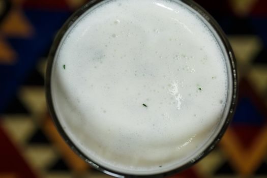 Refreshing Turkish drink Ayran in a glass goblet