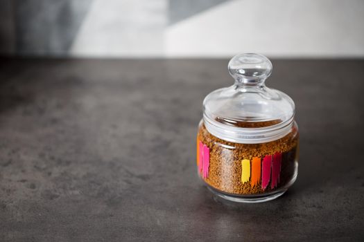 Granules of instant coffee background