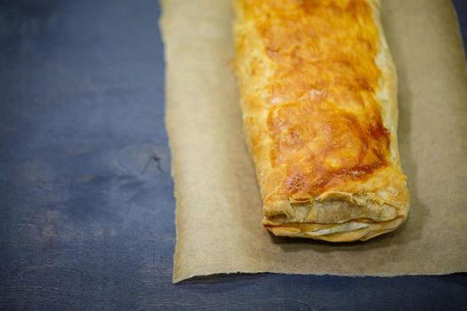 delicious homemade cakes with apple filling. Puff pastry pie