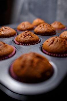 freshly baked homemade muffins in the deck
