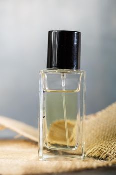 perfume bottle with black cap. Nice smell for women