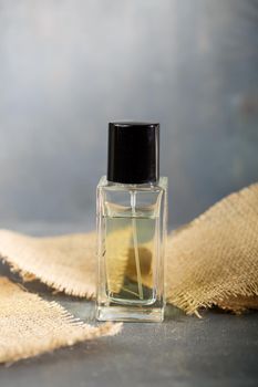 perfume bottle with black cap. Nice smell for women
